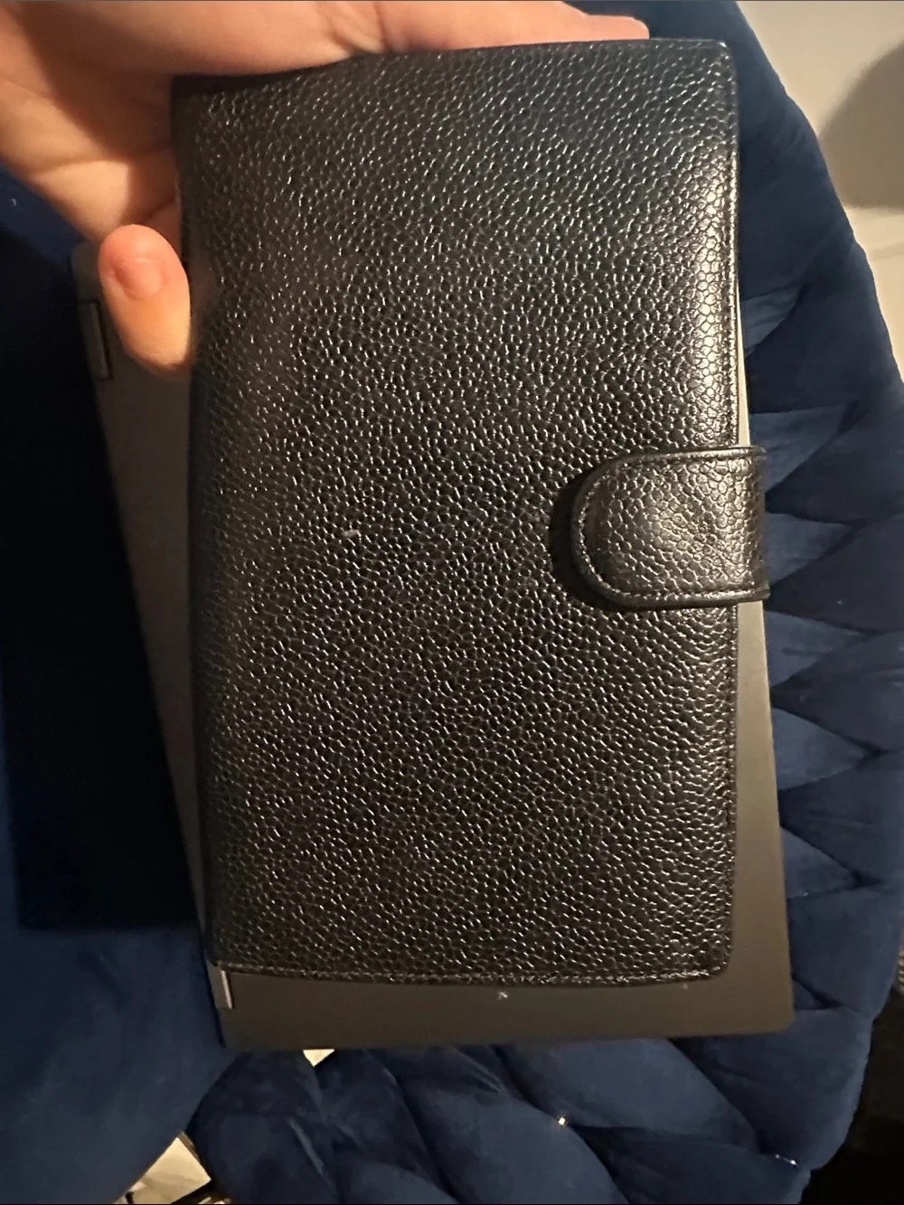 CHANEL Black Quilted Caviar Leather Wallet with Embossed CC